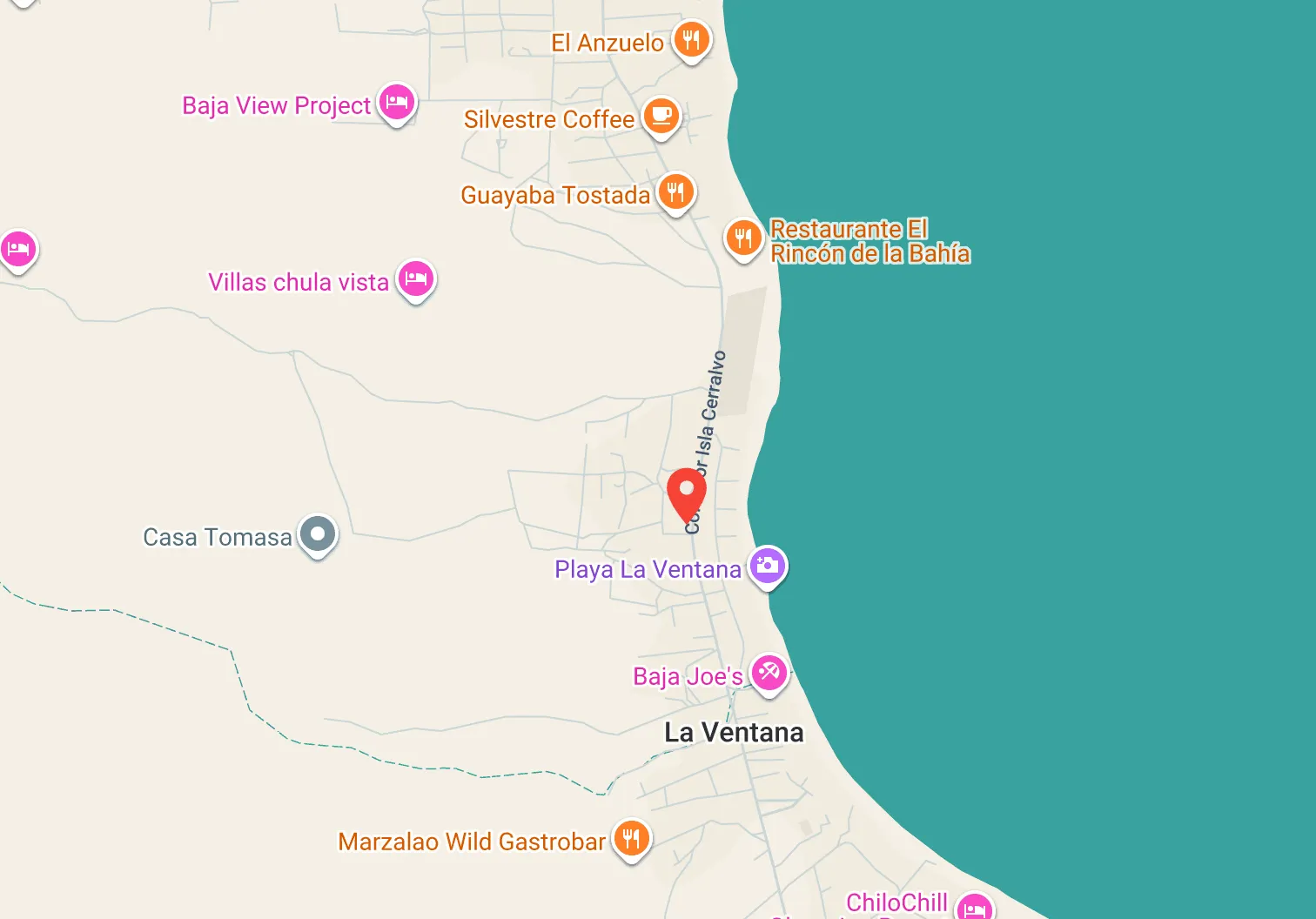 Map showing Amanecer Ventana location in La Ventana